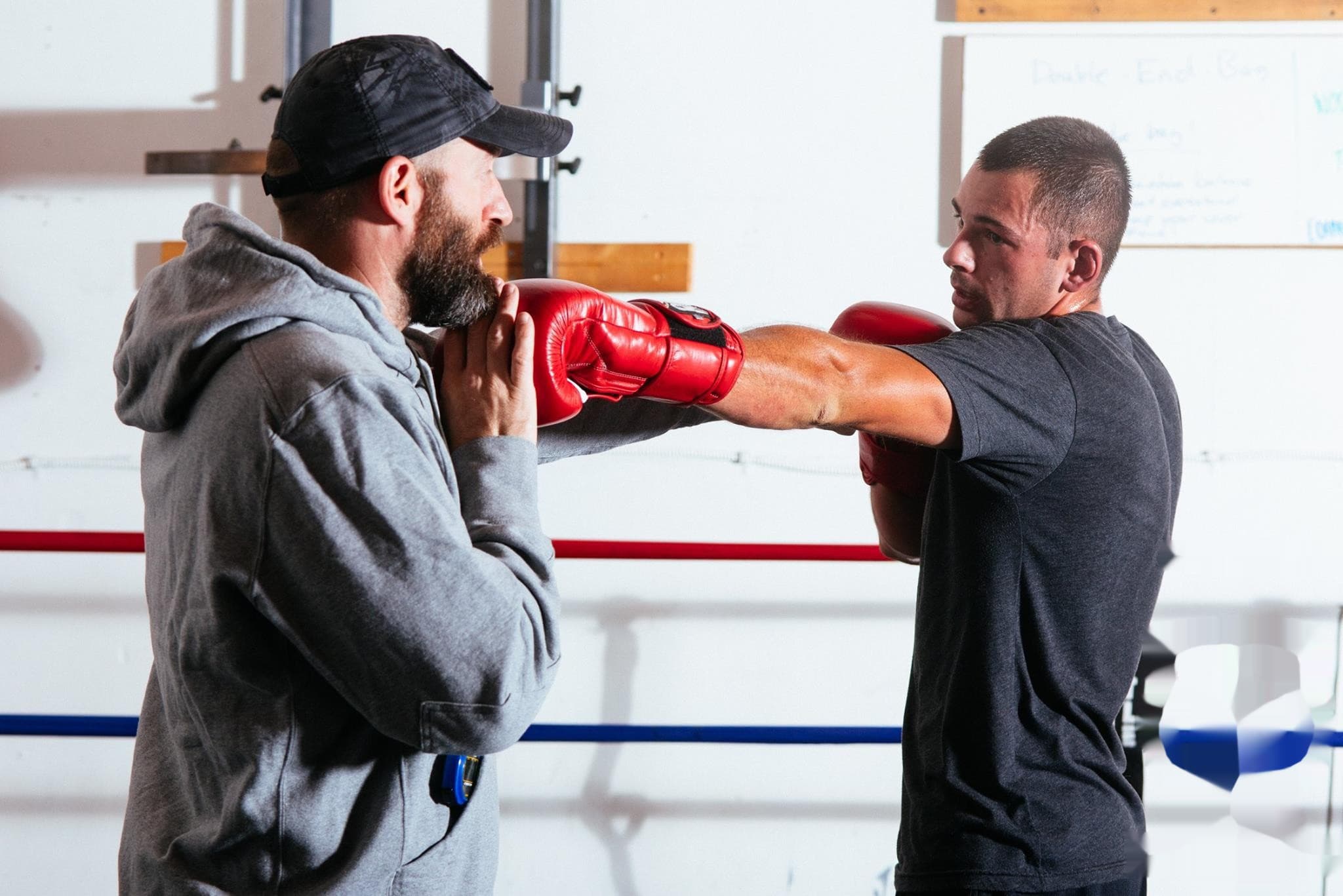 Hand wraps and gloves before a boxing session at Ballard Barbell and Boxing Club